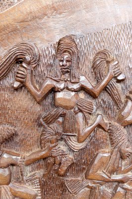 Cameroonian Bamoun Artist, Carved Monoxyle Bas-Relief Panel, 1960s