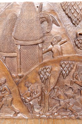 Cameroonian Bamoun Artist, Carved Monoxyle Bas-Relief Panel, 1960s