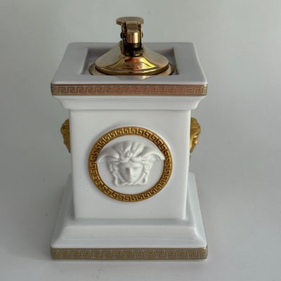 White and Gold Table Lighter Gorgona by Versace for Rosenthal