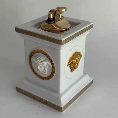 White and Gold Table Lighter Gorgona by Versace for Rosenthal
