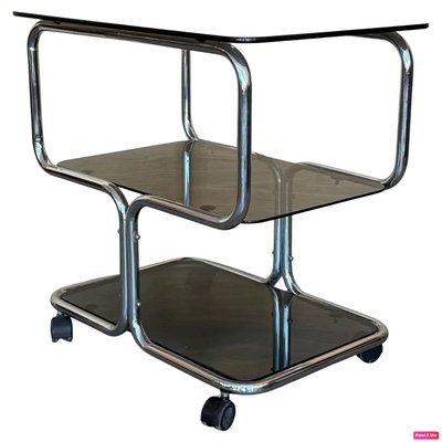 Mid-Century Italian Chrome and Glass 3-Tier Drinks Trolley, 1950s