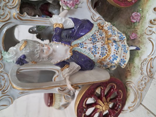 Large Vintage German Scheibe Alsbach Porcelain Horse & Carriage