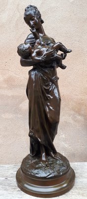 Auguste Moreau, Sculpture of a Mother Carrying Her Child, 1800s