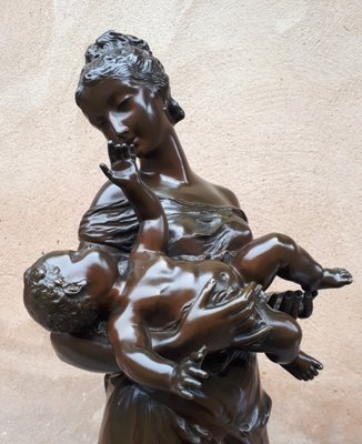 Auguste Moreau, Sculpture of a Mother Carrying Her Child, 1800s