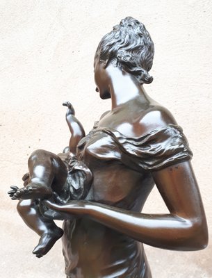Auguste Moreau, Sculpture of a Mother Carrying Her Child, 1800s