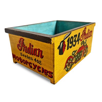 Box Crate For Motorcycle Vintage Style Wood Painted Indian
