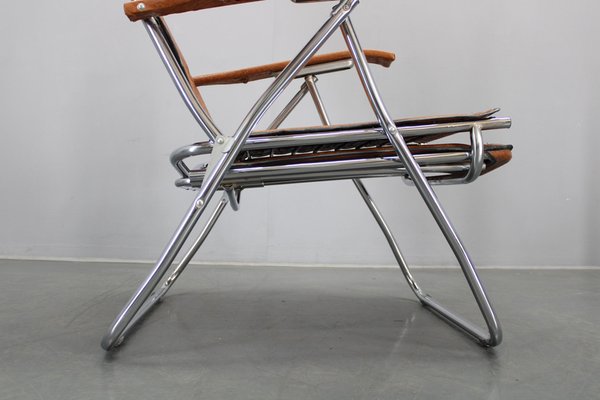 Vintage Italian Folding Lounge Chair in Leatherette, 1970s for