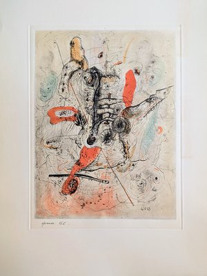 Otto Wols, Red Royal, Signed Engraving in Colors, 1963 for sale at