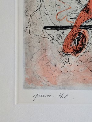 Otto Wols, Red Royal, Signed Engraving in Colors, 1963 for sale at