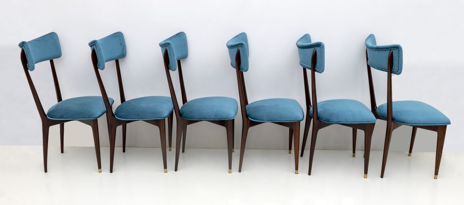 Mid-Century Modern Velvet Dining Chairs, 1950s, Set of for sale