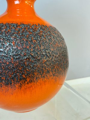 Orange and Brown Fat Lava Ceramic Table Lamp with Silk Shade from