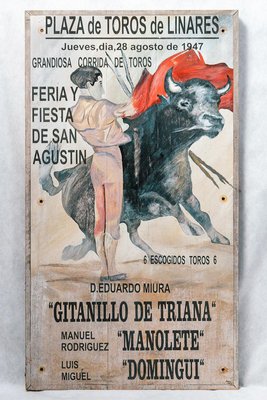 Historic Hand-Painted Manolete's Final Bullfight Sign, 1947 for