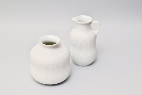 Vintage Handmade White Bisque Relief Decor Vases From Royal Porzellan Kpm Set Of 2 For Sale At Pamono