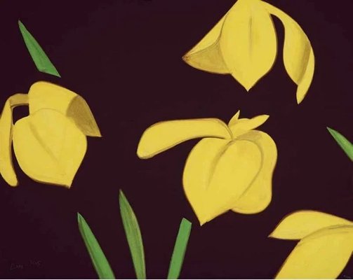 Alex Katz, Yellow Flags on Brown, 2023, Handsigned and