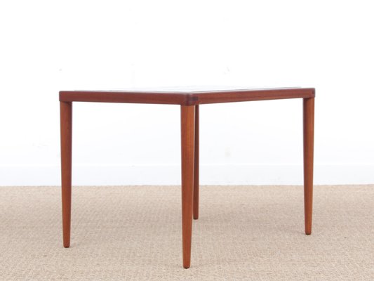 Table Basse Mid Century Moderne En Teck Avec Carreaux De Ceramique