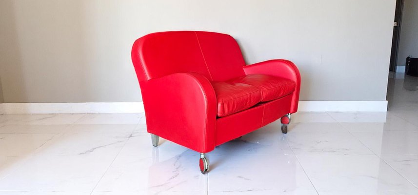 Italian Daisy Sofa in Red Leather from Poltrona Frau, Italy