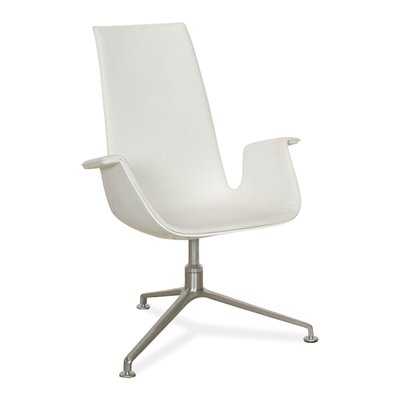 Weißer FK Ledersessel in Weißem Shell Chair mit Drehfunktion von Walter Knoll / Wilhelm Knoll bei Pamono kaufen