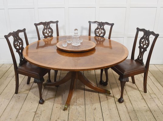 Mahogany Cross Banded Circular Dining Table, 1890s for sale at Pamono
