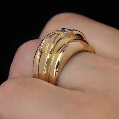 Diamond 18 Karat Yellow Gold Large Ring, 1950s for sale at Pamono