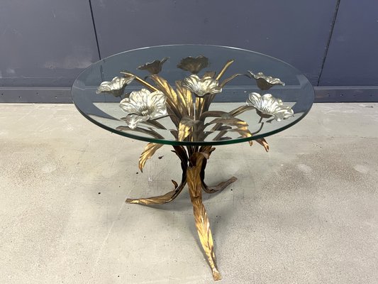 Vintage Blumen Beistelltisch aus vergoldetem Metall, 1960er bei Pamono kaufen
