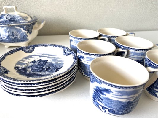 Vintage Castles Blue Edit Coffee Chocolate Tea Set from Johnson