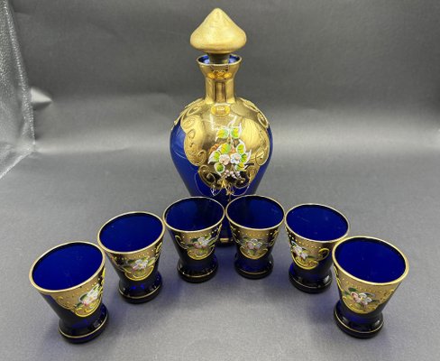 Murano Liquor Set with Bottle, Set of 7 for sale at Pamono