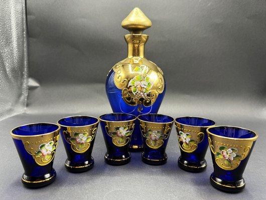 Murano Liquor Set with Bottle, Set of 7 for sale at Pamono