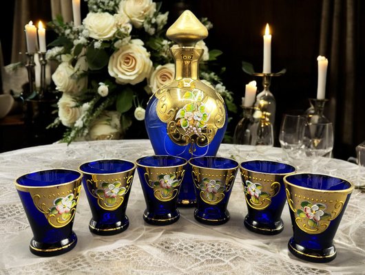 Murano Liquor Set with Bottle, Set of 7 for sale at Pamono