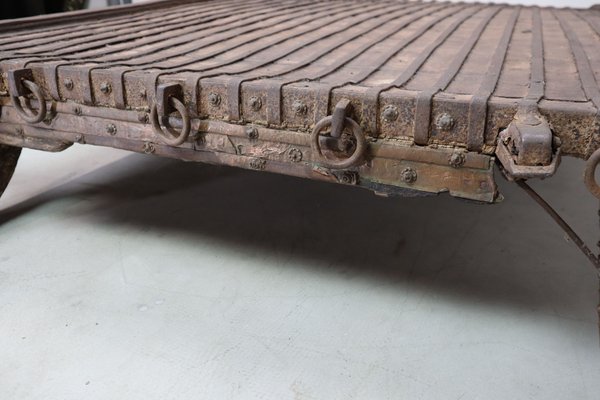 Antique Wabi Sabi Indian Bullock Cart Platform Table, 1800s for
