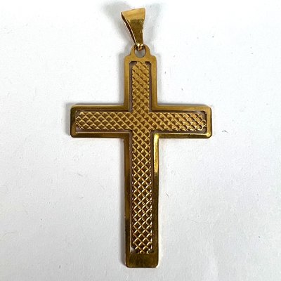 Vintage French 18k Yellow Gold Cross Pendant, 1960s for sale at Pamono