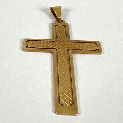 Vintage French 18k Yellow Gold Cross Pendant, 1960s for sale at Pamono
