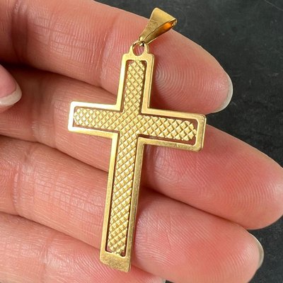 １８ｋペンダント Vintage French 18k Yellow Gold Cross Pendant, 1960s for sale at Pamono