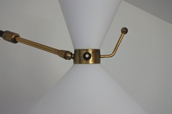 Brass Lacquered Metal Swing Arm Wall Lamp From Arlus 1950s
