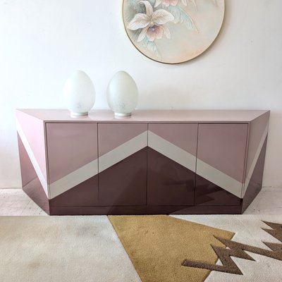 Angular Trapezoid Shaped Pink Zig Zag Sideboard, 1980s for sale at Pamono