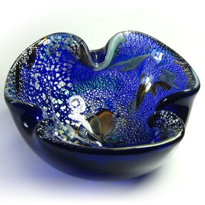 Kobaltblauer Aschenbecher aus Muraboglas, 1960er