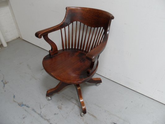 Antique Revolving Oak Desk Armchair, 1890s for sale at Pamono
