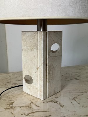 Mid-Century Modern Brutalist Italian Travertine Table Lamp from