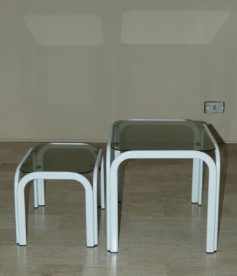 Vintage Metal and Glass Coffee Tables from Ikea, 1980s, Set of 3