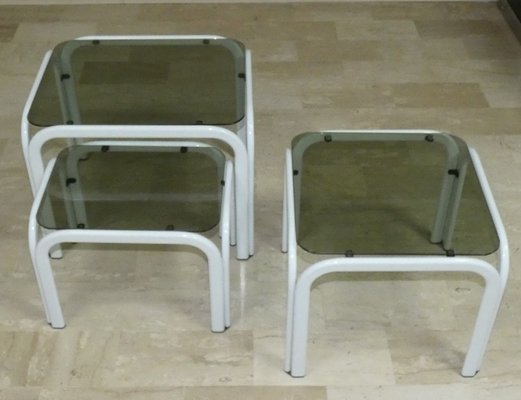 Vintage Metal and Glass Coffee Tables from Ikea, 1980s, Set of 3
