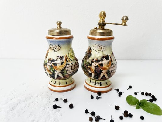 Salt Shaker and Pepper Mill from Capodimonte, 1960s, Set of 2 for