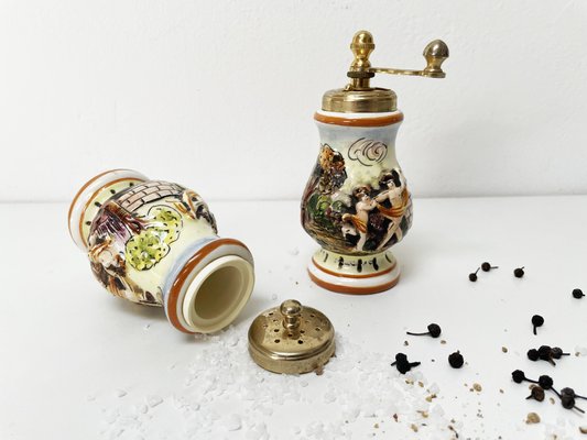Salt Shaker and Pepper Mill from Capodimonte, 1960s, Set of 2 for