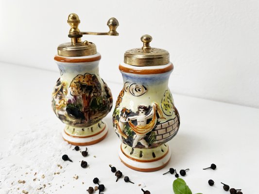 Salt Shaker and Pepper Mill from Capodimonte, 1960s, Set of 2 for