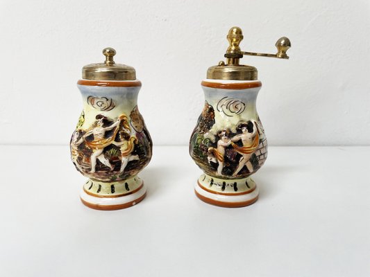Salt Shaker and Pepper Mill from Capodimonte, 1960s, Set of 2 for