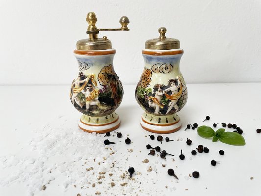 Salt Shaker and Pepper Mill from Capodimonte, 1960s, Set of 2 for