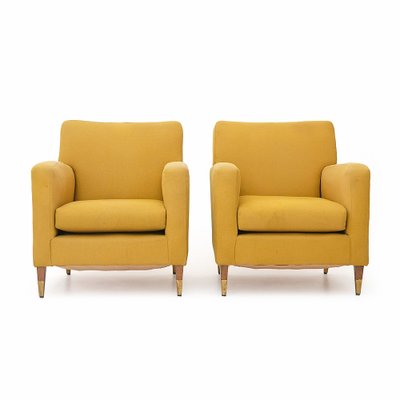 Yellow Fabric Armchairs, 1950s, Set of for sale at Pamono