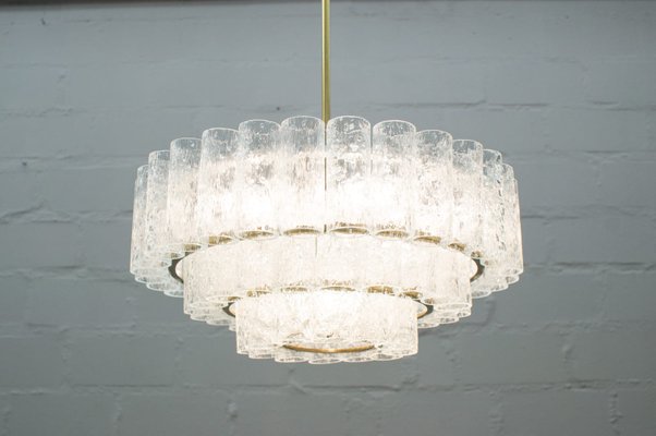 Tier Chandelier With Ice Glass Elements, Glass Tier Chandelier