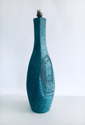 Art Ceramics Sgraffito Table Lamp attributed to Alvino Bagni for