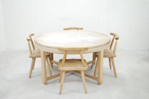 Mid Century Arts Crafts Oak Dining Table And 4 Chairs For At Mid Century Arts Crafts Oak Dining Table And 4 Chairs 1