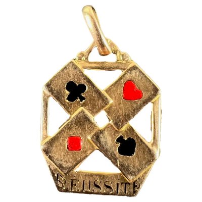 Pendentif Porte-bonheur Reussite Aces Gambling Cards en Or