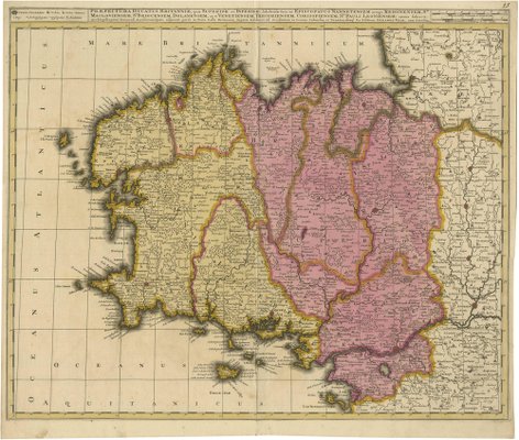 Map of Brittany and Western France by Gerard Valk, 1690 for sale